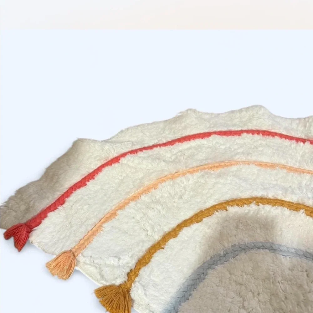 Colorful Rainbow Rug with Tassels